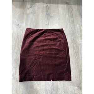 Ann Taylor Womens Velvet Pencil Skirt Size 14 Burgundy Knee Length Career Office